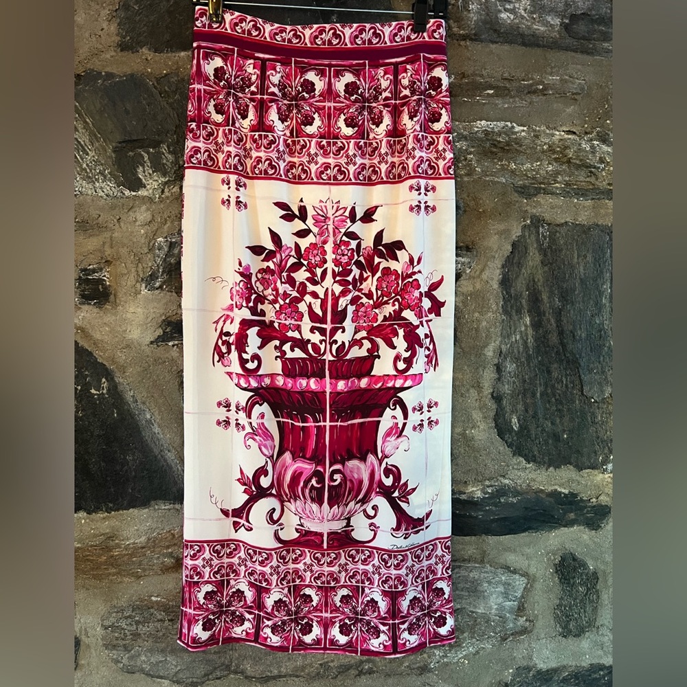 Majolica Silk blend midi skirt